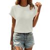 Elegant Solid Color Striped Casual Round Neck Short-sleeved T-shirt Top