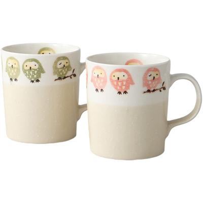 Mug Pair X H9cm 250ml Forest Owl Lightweight Pair Mug Mino Ware Made In Japan Ale-net 8