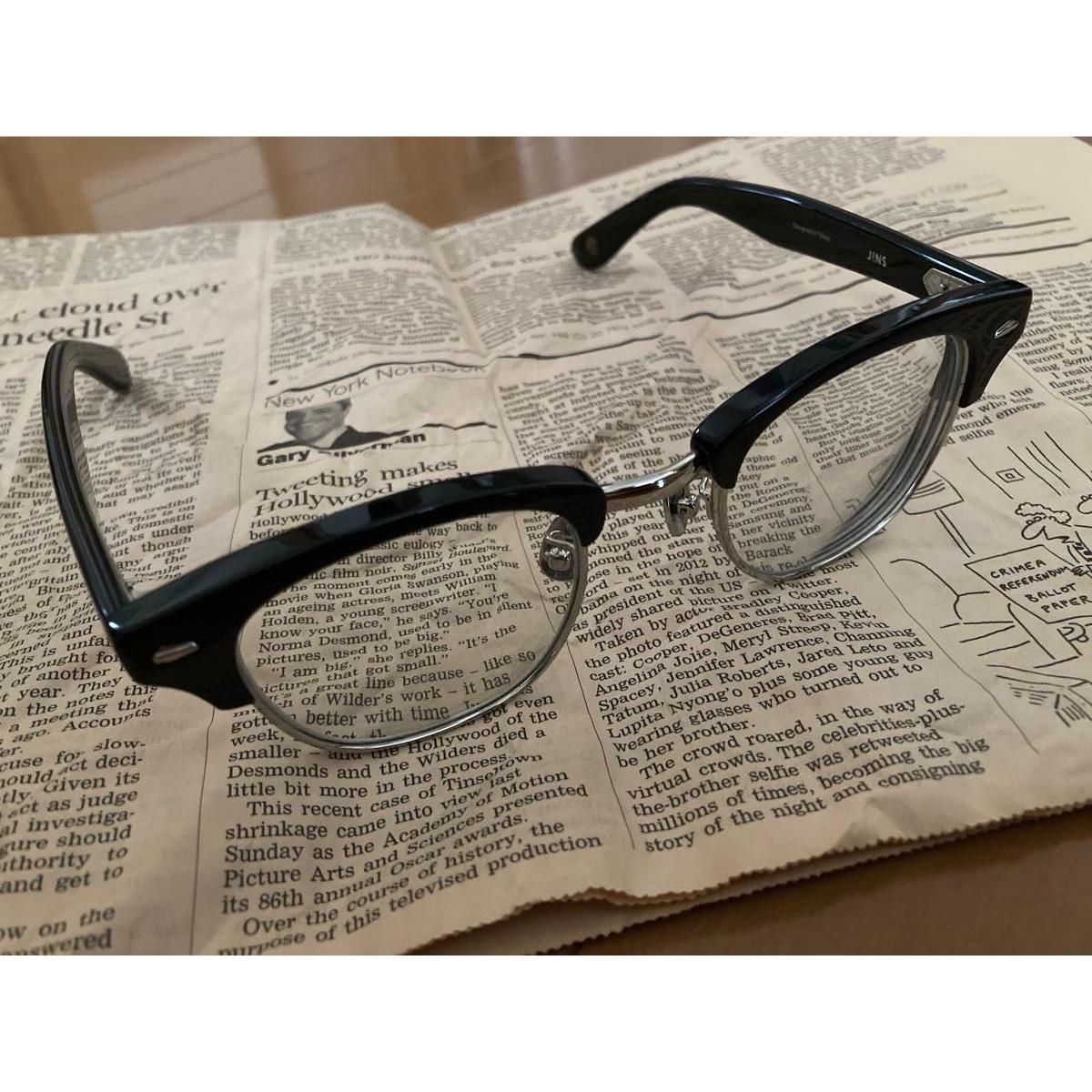 Used JINS Classic Glasses Black Framed Glasses Date Glasses Wellington Type Retro Fashion Accessories JINS Silver Sunglasses