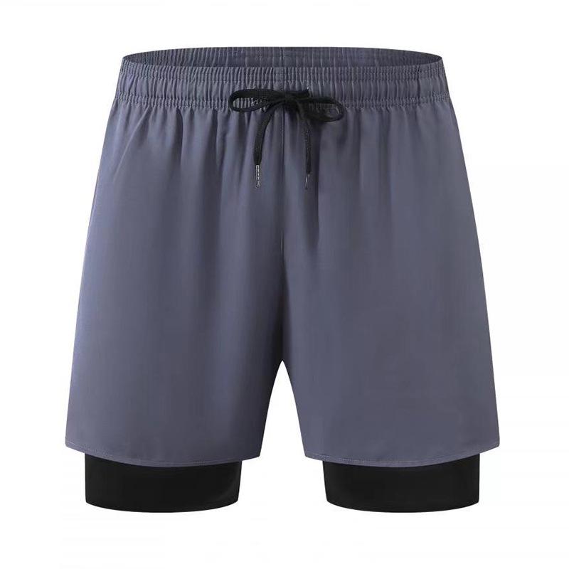 2024 Men s Quick-Drying Double-Layer Sports Shorts with Sweat Towel S