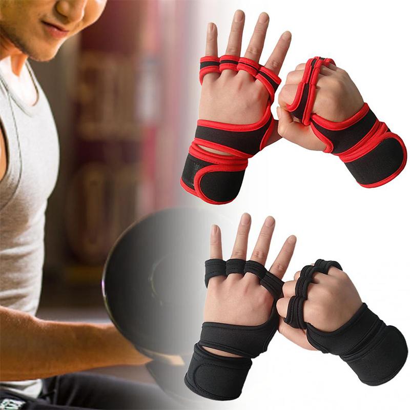 

1 пара тяжёлых спортивных перчаток для занятий фитнесом, противоскользящие наручные бинты, защита для ладоней для использования в помещении, нескользящая половина пальца