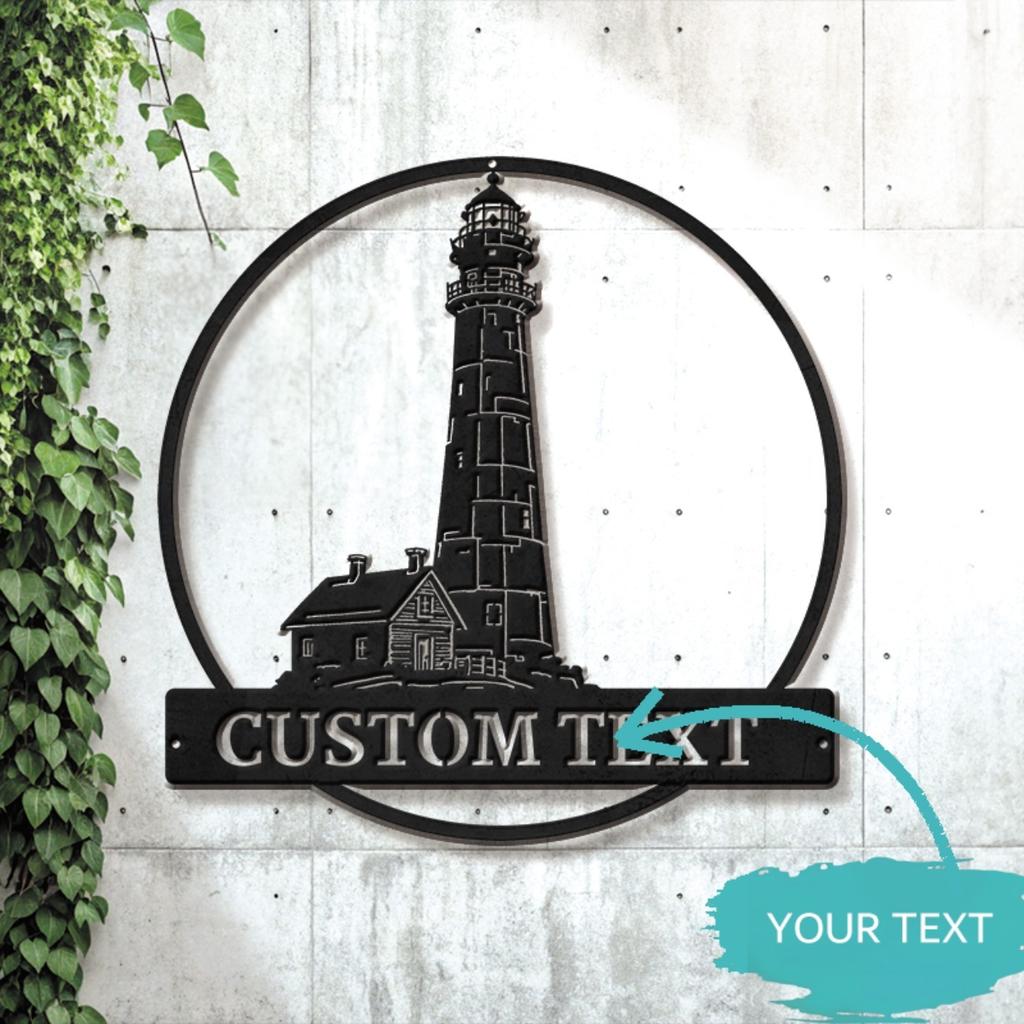 Customizable Lighthouse Metal Sign Nautical Wall Art for Indoor Outdoor Durable Rustic Decor