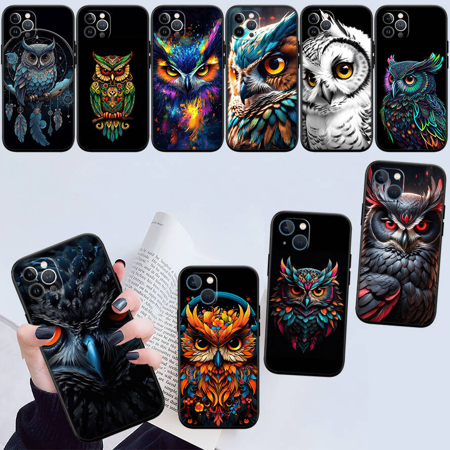 Cartoon Art Owl Phone Case for Samsung S20 S21 S21S S22 S23 S24 FE Ultra Plus Lite F06 F16 M06 M16 M56 A07 A17 A36 A37 A55 A57