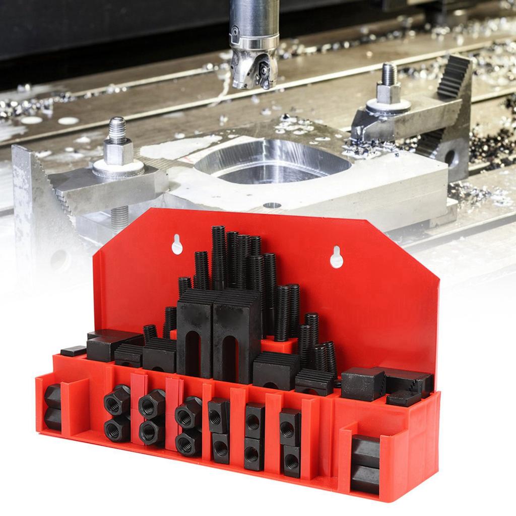 58Pcs T Slot Clamp Kit Hardened Combined Press Plate for Lathe Milling Machine M10