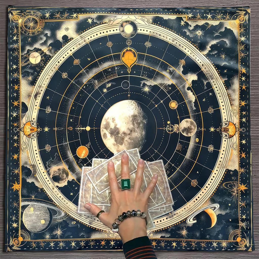 Divinations Tablecloth Moon Planet Astrology Tarot Card Tablecloth Altars Cloth Divinations Board Game Accessory