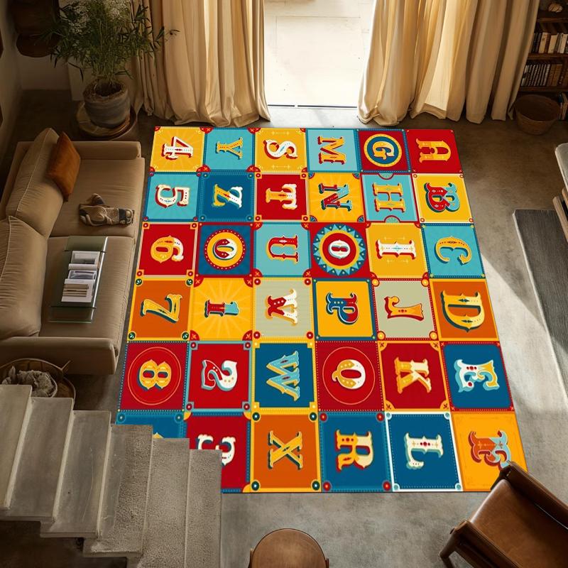 

Kids Alphabet Animal Educational Carpet Mat Rug Home Decoration Living Room Children Learning Pattern Non Slip Durable Home Rugs 40X60cm