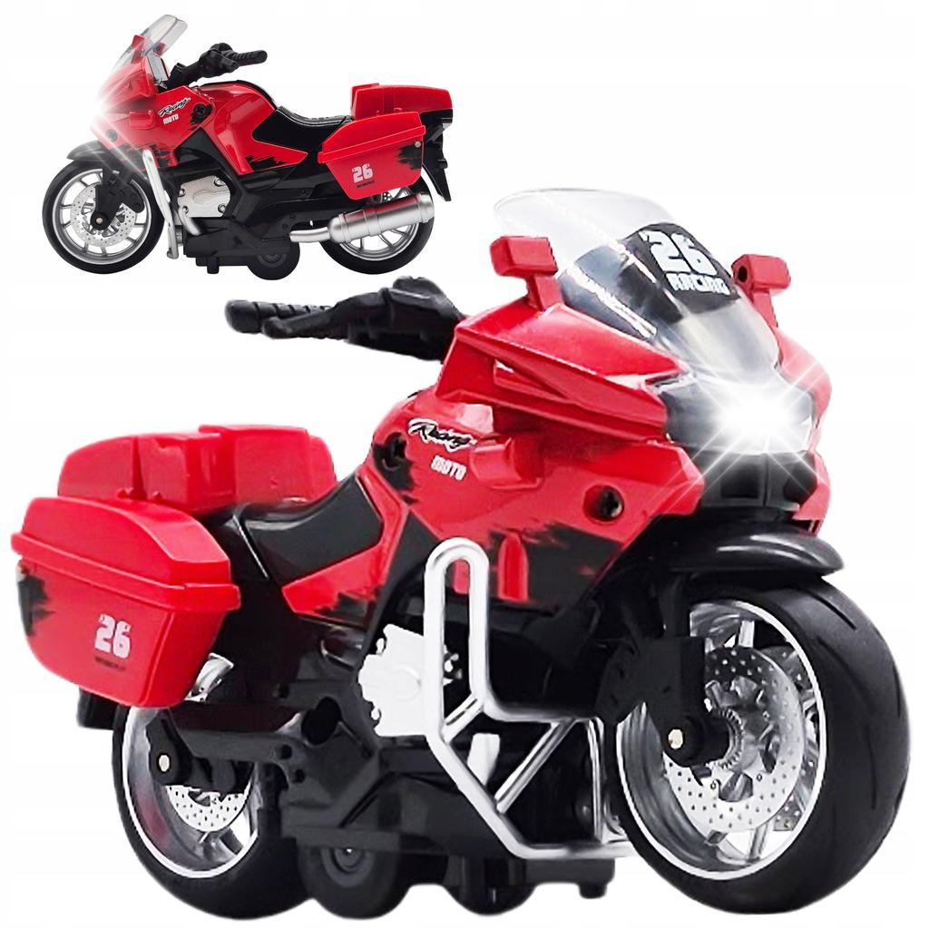 Oyuncak Motosiklet Işıklar Sesler Metal Kırmızı Motor Tahrik Çantalar