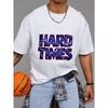 Weißes T-Shirt mit Hard Times Lightning Text Grafik für Freizeitkleidung