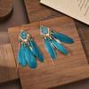 Trendy Ethnic Retro Multicolor Feather Beaded Circle Dangle Earrings