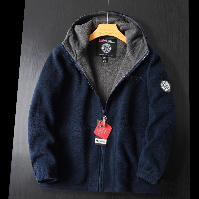 Men's Winter Thick Double-Layer Polar Fleece Hooded Jacket - Cold-Resistant, Warm, Large Size