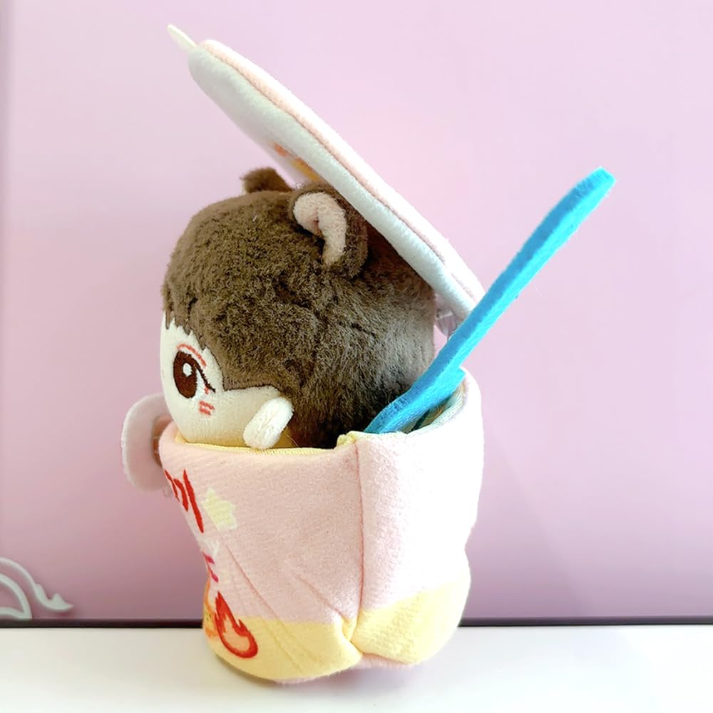 Cup Ramen-Shaped Plush Clothes for 10cm Plush Toys, Kigurumi Accessories, Otaku Activities, Doll Mascot, Kpopdoll Costume [Used]