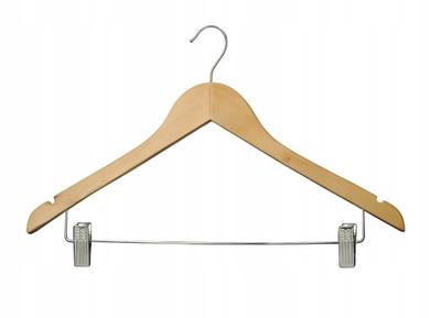 Wooden Hanger with Metal Clips