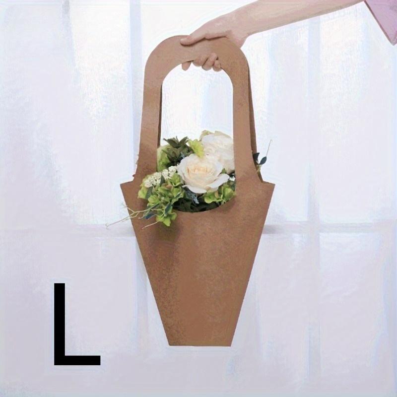 Brown Kraft Paper Flower Gift Bags with Handles | Bouquet Wrapping for Home Decor, Weddings, and Special Occasions