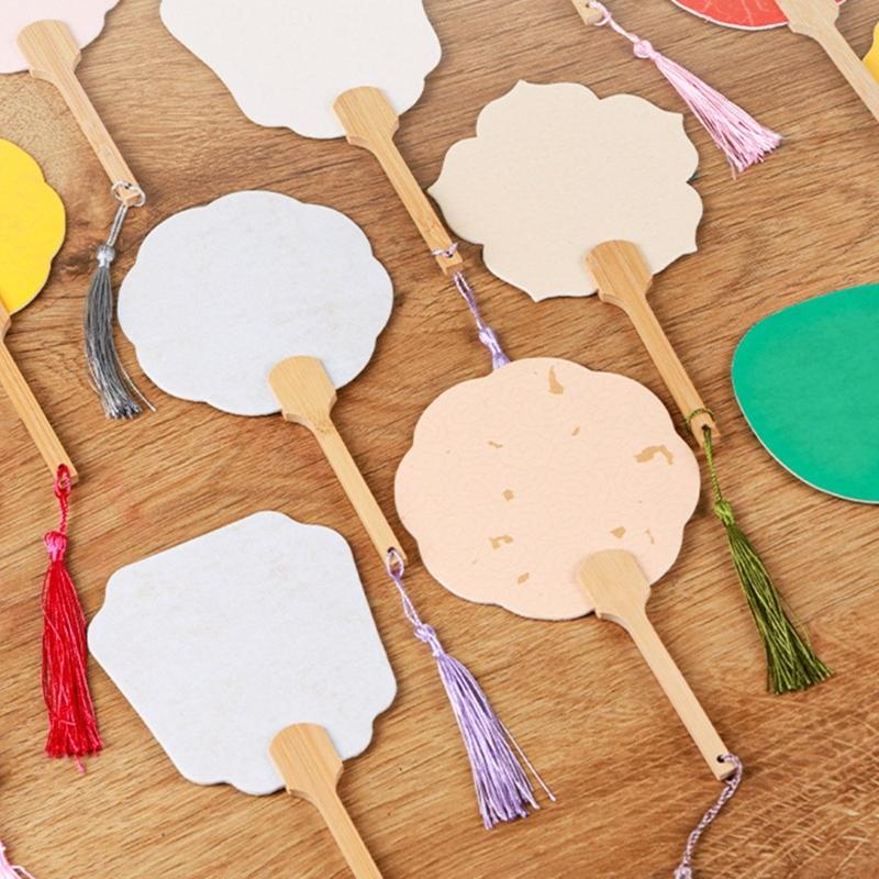 Ancient Fan Paper Hand Fan Round Rice Paper Fan Blank Chinese Painting Group Fan Party Gift Home Decorations