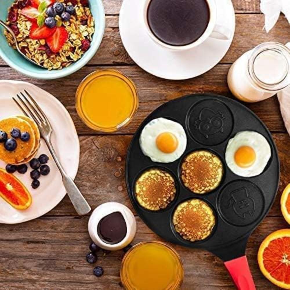 1Pcs Seven Hole Egg Pan Pancake Pan Breakfast Egg Roll Non Stick Pan Animal Waffle Machine Omelet Crepe Mini Mold Pan
