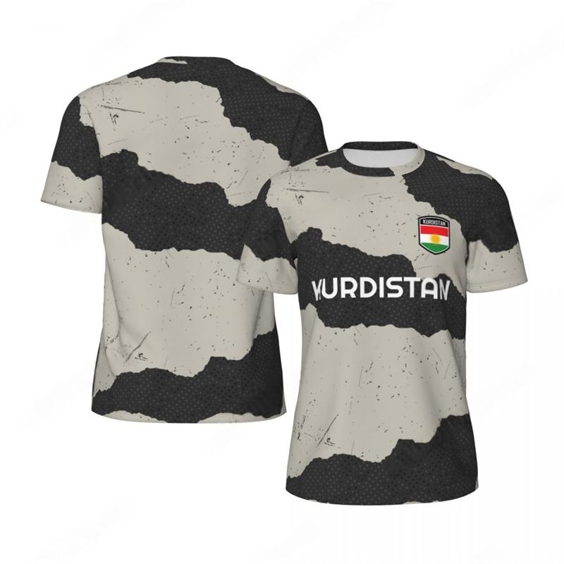 MDHAO xin nan zhuang  3D txu KURDISTAN 3D Print Sport Sneldrogend Ademend Heren T-shirt Buiten Voetbalshirt Club Fan Team Korte Mouw Kleding Zomer Top XL