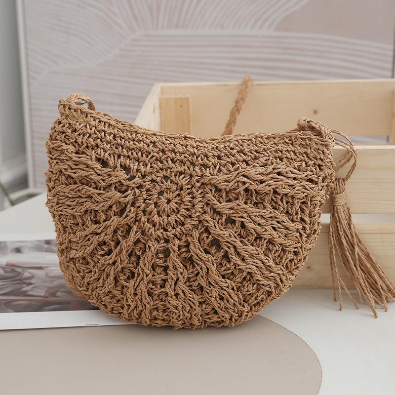 2024 Handgefertigte gewebte Stroh-Umhängetasche - Damen Beliebte Sommer-Schultertasche für Strandurlaube