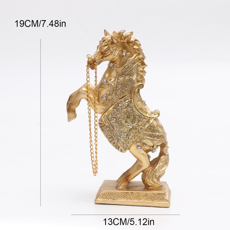 2026 Year Of Horse Wealth Resin Horse Statue Golden Ornaments For Home & Office Desktop Decor Photography Props