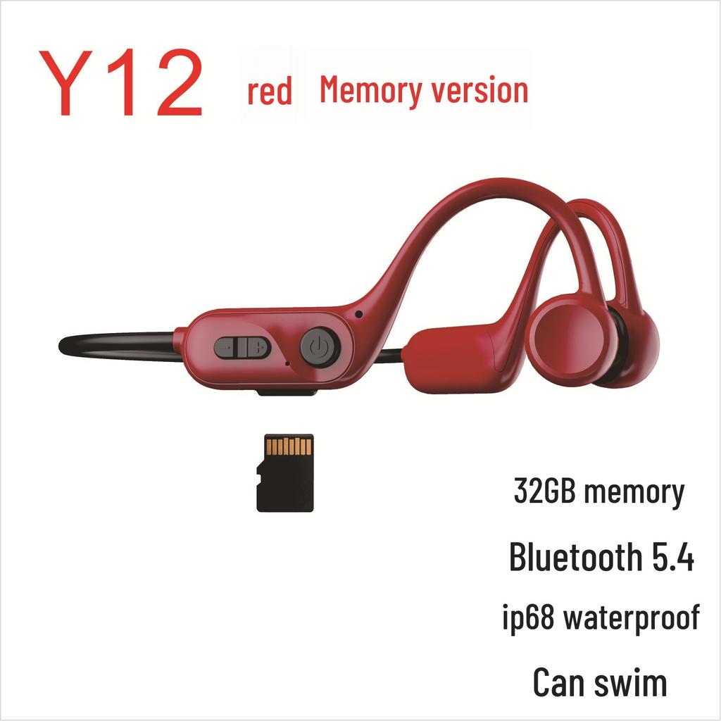 Y12 Waterproof Bone Conduction Bluetooth Earphones for Sports and Swimming – High Quality Sound, Ear-Hook Design