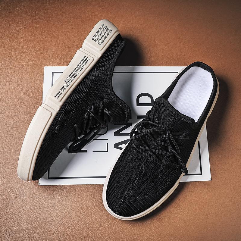 Fashion New Canvas Shoes Mesh Half Tray Shoes Men's Summer Lazy Slippers Student Casual Shoes Sports Fashion Hollow Breathable Sandals