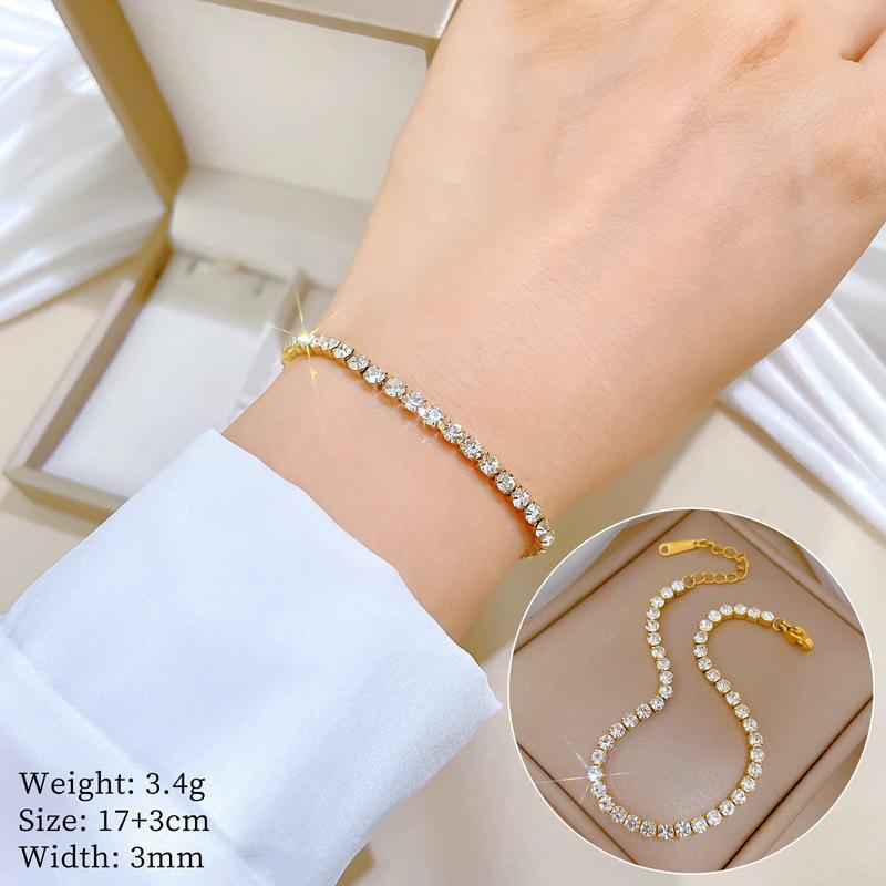 

Dongdaemun Personality Minimalist Wind Cold Wind Zircon Super Flash Bracelet Female Retro Girlfriend