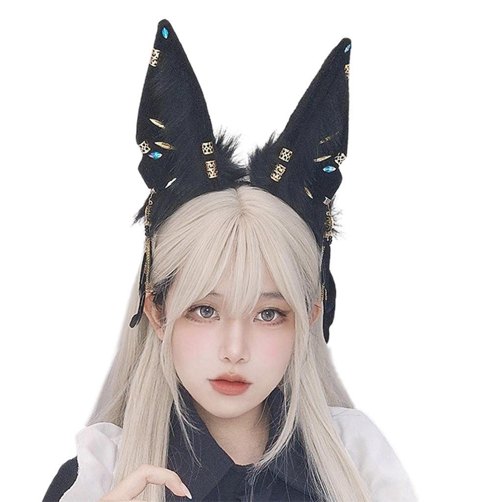 Anime Maid Hairhoop Plush Beast Ear Tassels Headband Cosplay Costume Halloween Party Headdress Girl Comics Show Headwear