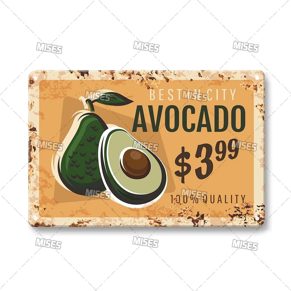 MISES Vegetable And Fruit Metal Tin Sign Retro Metal Plaque Decorative Plate Man Cave Studio Farm Metal Sign Kitchen Wall Plate