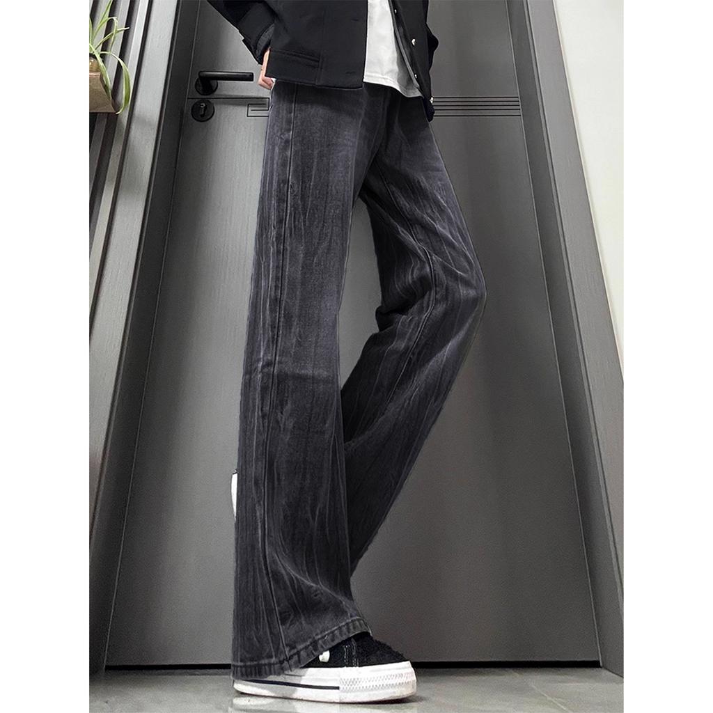 Summer thin dark American high street micro-pull jeans men's loose pants drape retro men's pants