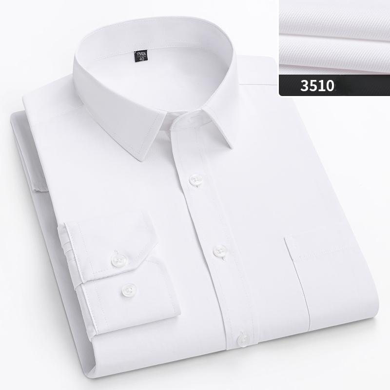 Double Collor Full Shirts for Men Plus Size Slim Fit Formal Plain Shirt Over Size Office Clothes Solid Long-sleeve Business Tops