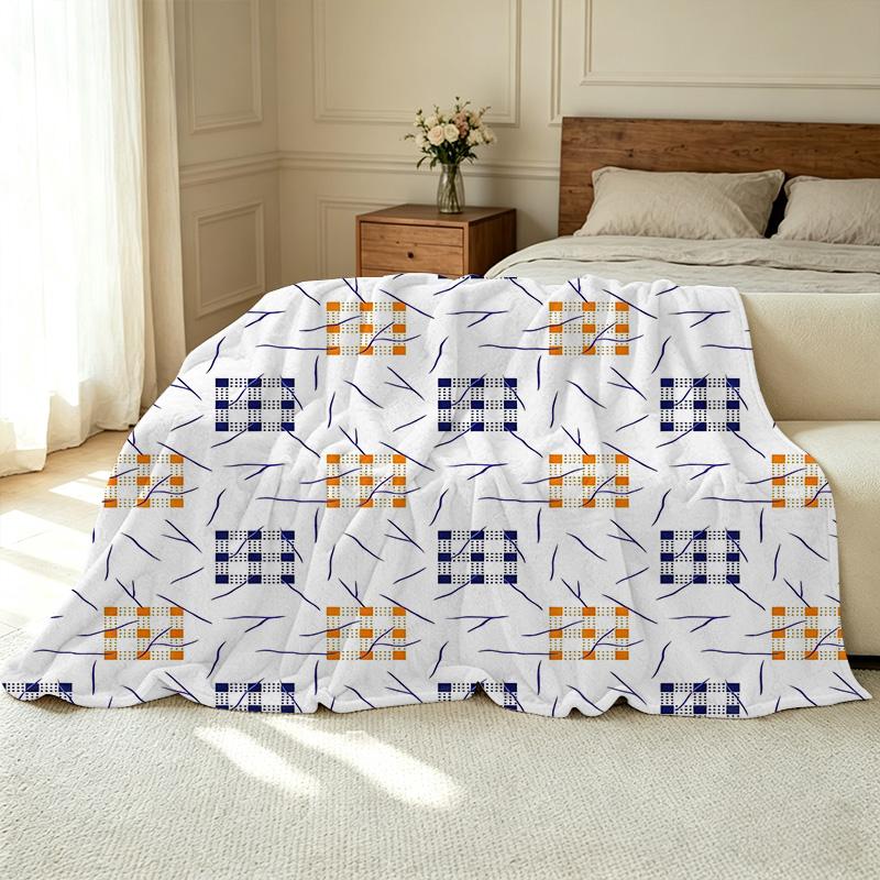 Postpartum Flannel Blanket: Non-Pilling, Minimalist Geometric, Soft Cozy All-Season Warm Throw for Home, Christmas & Halloween