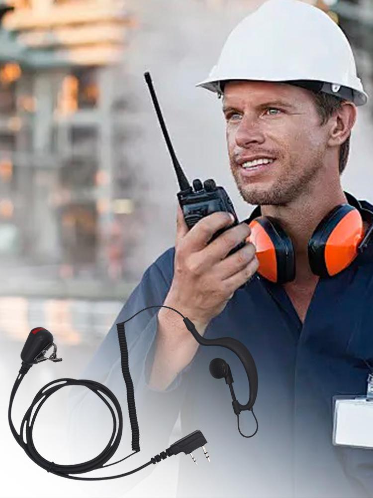 K Plug Walkie Talkie Earpiece with Mic 2 Pin PTT Microphone Headset Earpiece Ear Hook Earpiece for Baofeng BF-777S/888S UV-5R