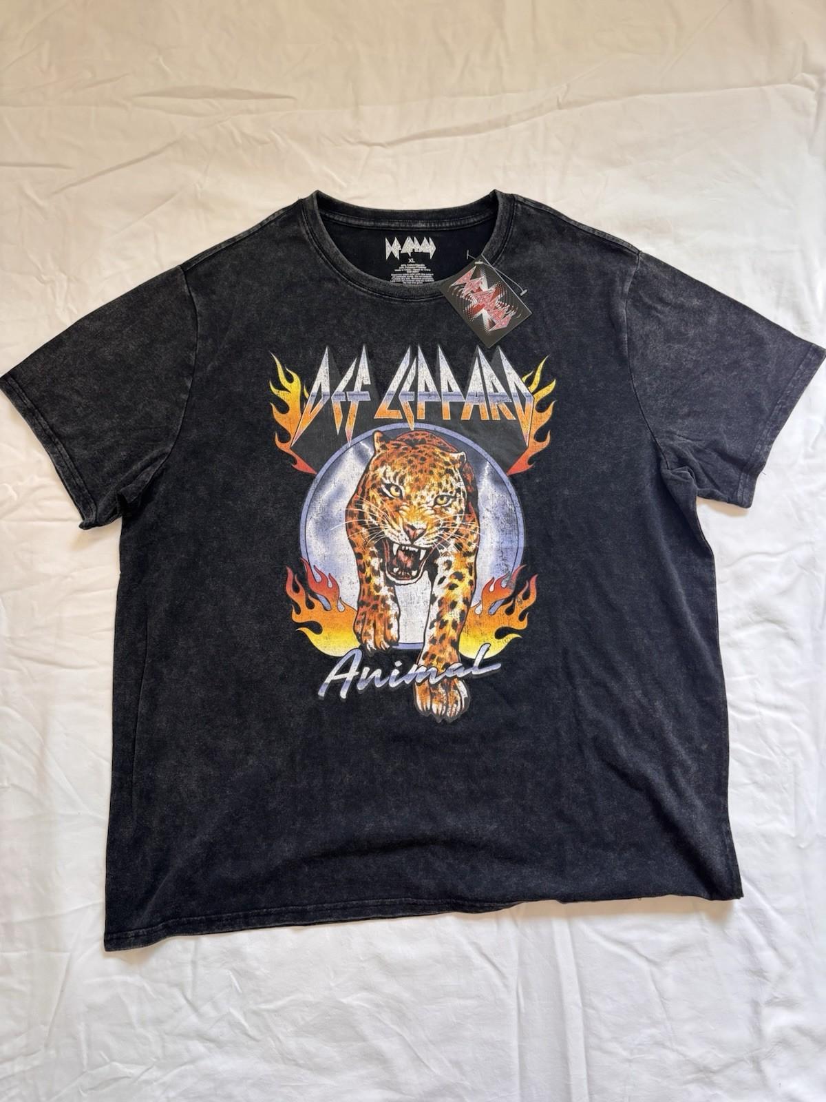 Def Leppard Rock Band T-Shirt XL Unisex Brand New Faded Black Printed Tee XL