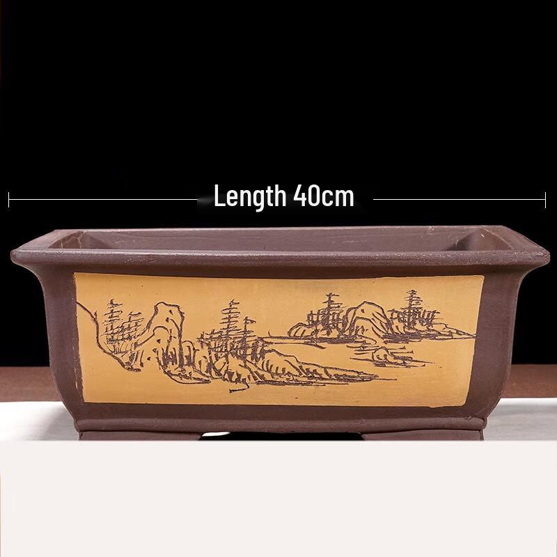 Many Gardens Red 28cm Rectangular Zisha Bonsai Pot