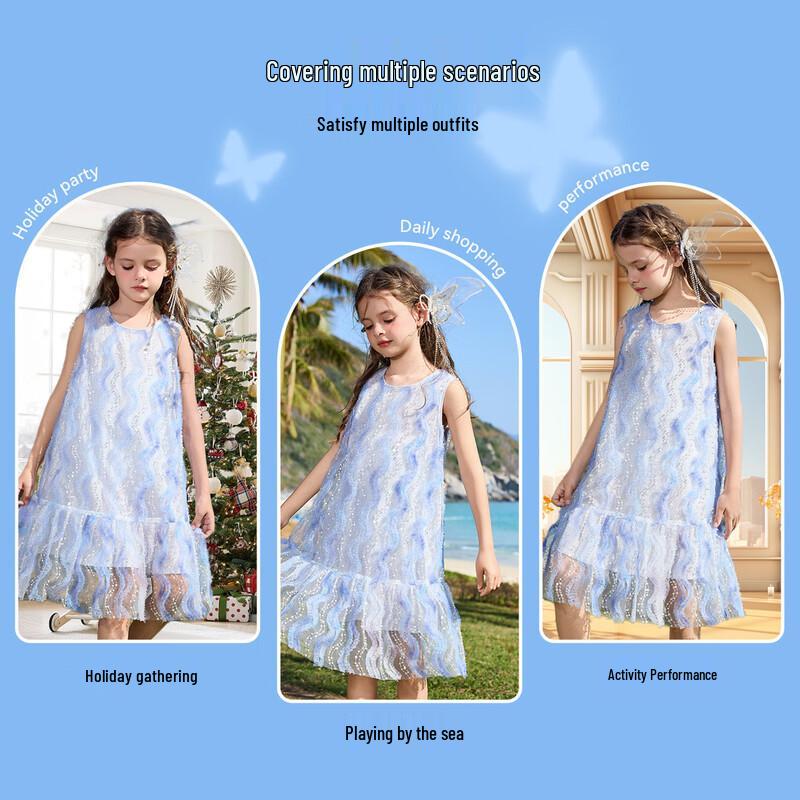 ASK JUNIOR Parent-Child Mermaid Princess Vest Dress