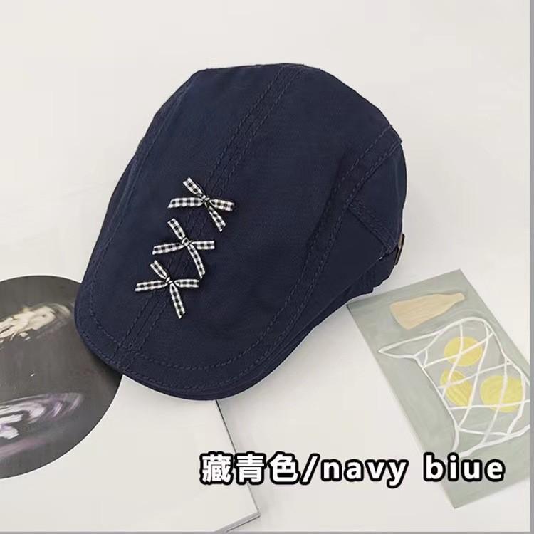 

Винтажный берет очаровательный для женщин в черном 2023 смесовый хлопок милая кепка газетчика тёмно-синий