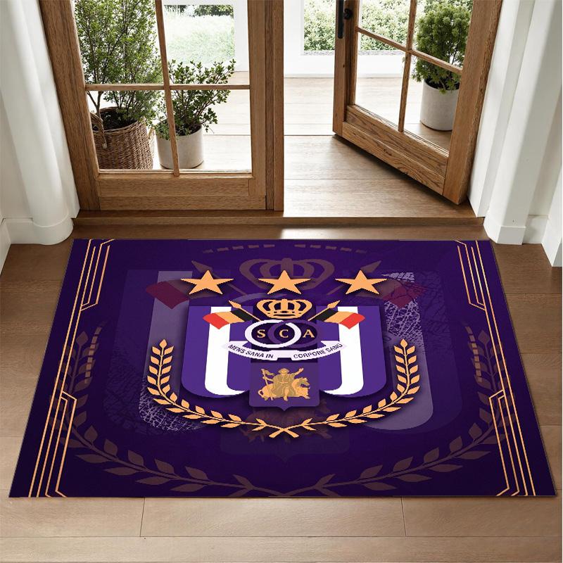 Anderlecht FC Design Crystal Velvet Rug Soft Decorative Mat for Bedroom Entrance