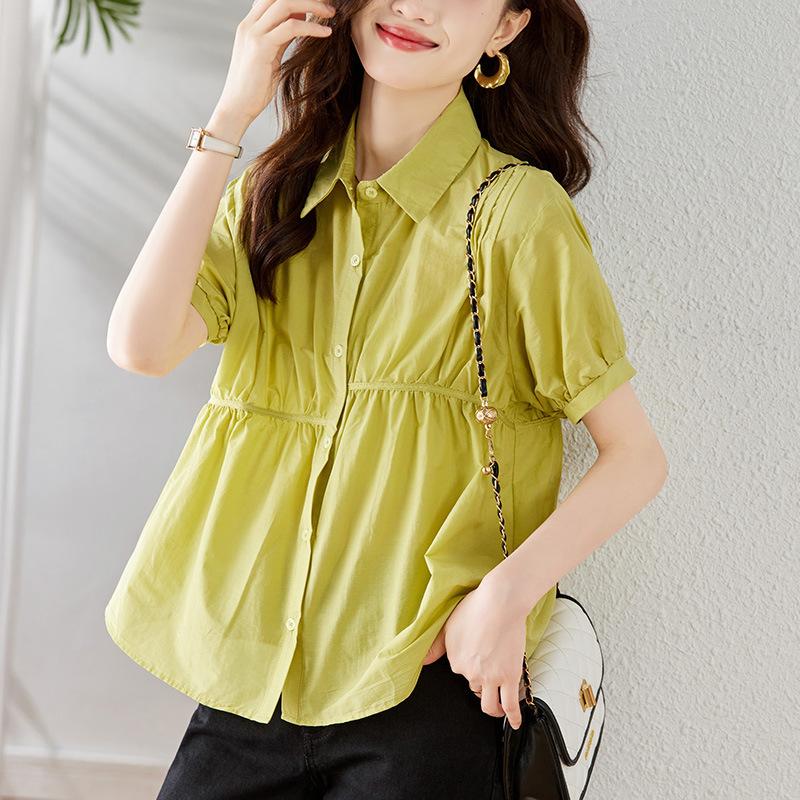 

Розовая асимметричная рубашка для женщин с коротким рукавом, летняя, новый стиль, нишевый дизайн, маленькая рубашка XXL зелёный