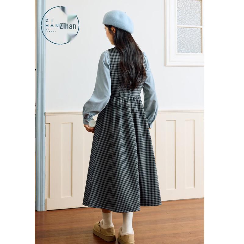 Women's Grey Plaid Sleeveless A-line Dress