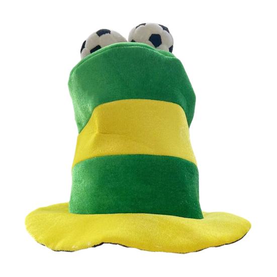 Morbido Cappello Peluche Pallone da Calcio, Cappello a Cilindro a Strisce Tema Sportivo per Feste, Copricapo da Tifo per Partite di Calcio per Bar Sportivi, Accessori per Photo Booth, Eventi a Tema