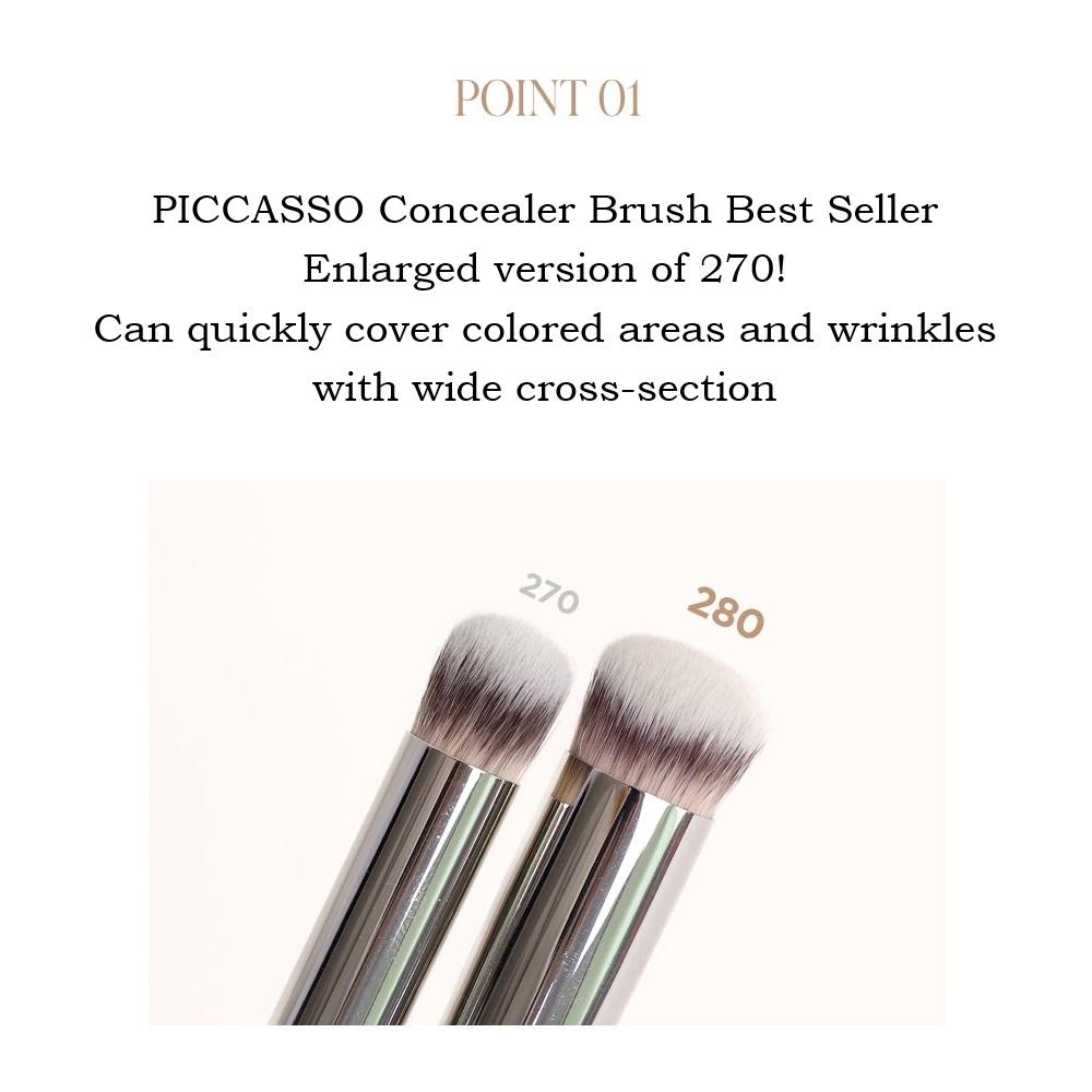 PICCASSO 280 Concealer Brush - Korean Professional Precision Face Brush for Seamless Under-Eye, Spot, and Contour Concealer Application