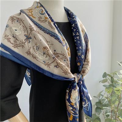 Eșarfă de mătase pătrată 110*110 Cm Esarfă de gât mic imprimată la modă pentru femei Cureaua de păr pentru femei Batistă plină Batistă de femei șal eșarfă