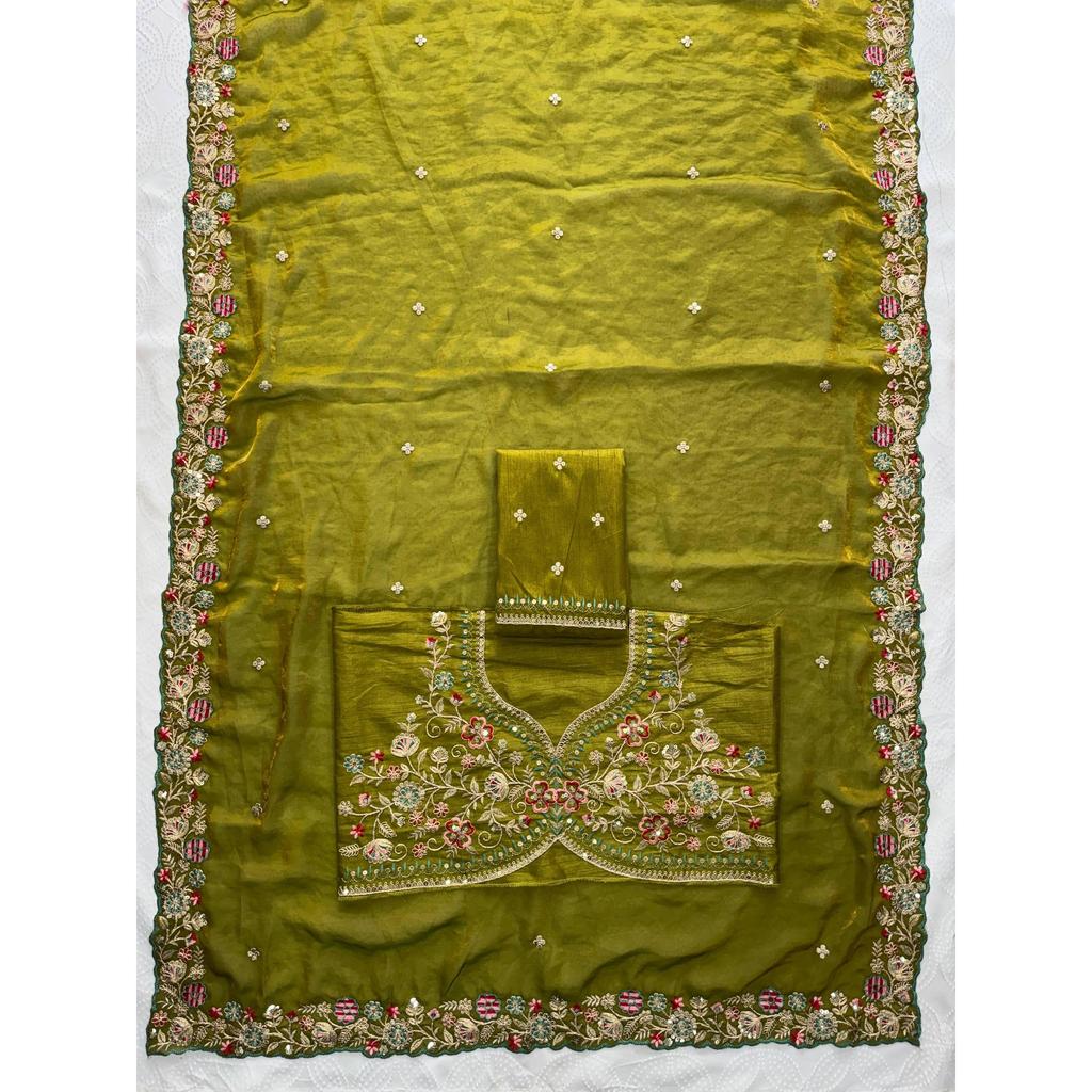 Luxury Wedding Glam Satin Silk Saree