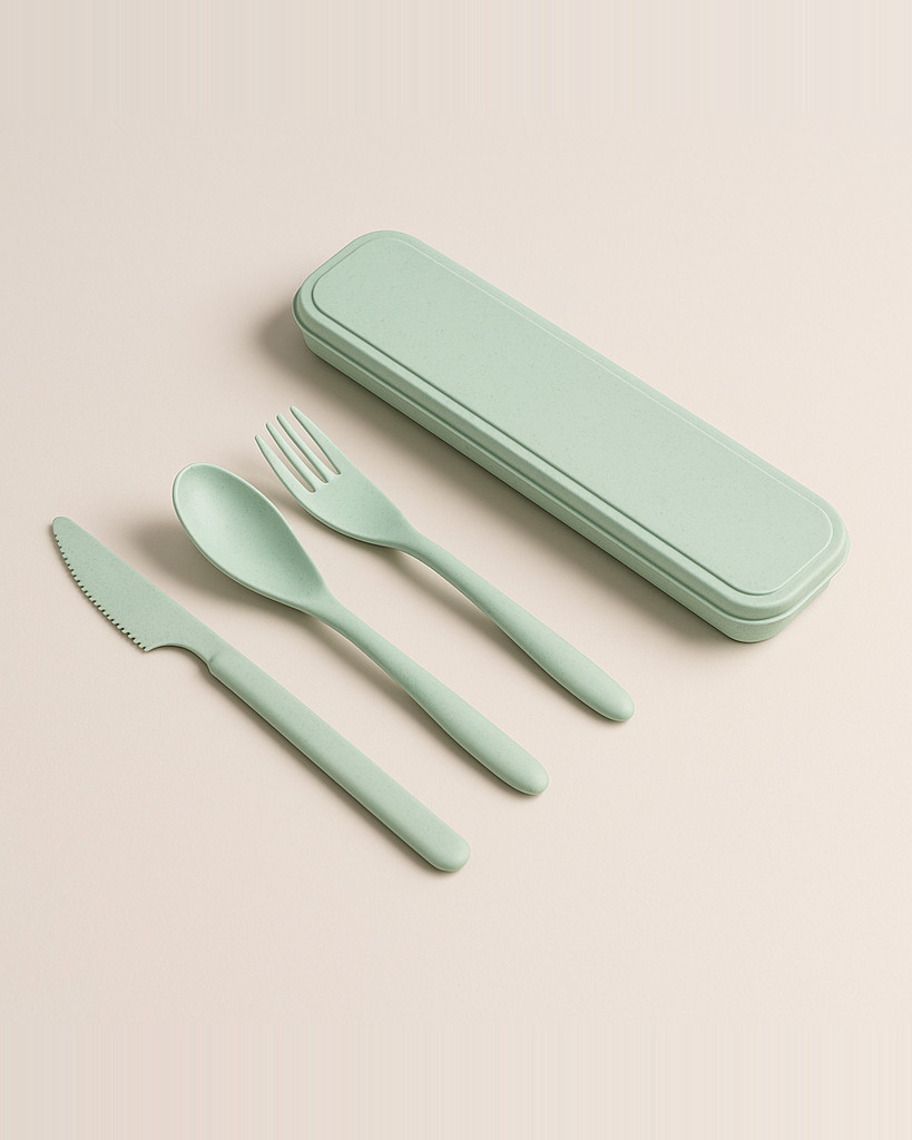 Sada stolního náčiní Přenosná opakovaně použitelná sada příborů v jednobarevných příborech Vnitřní Venkovní Domácí Camping Nádobí s úložným pouzdrem