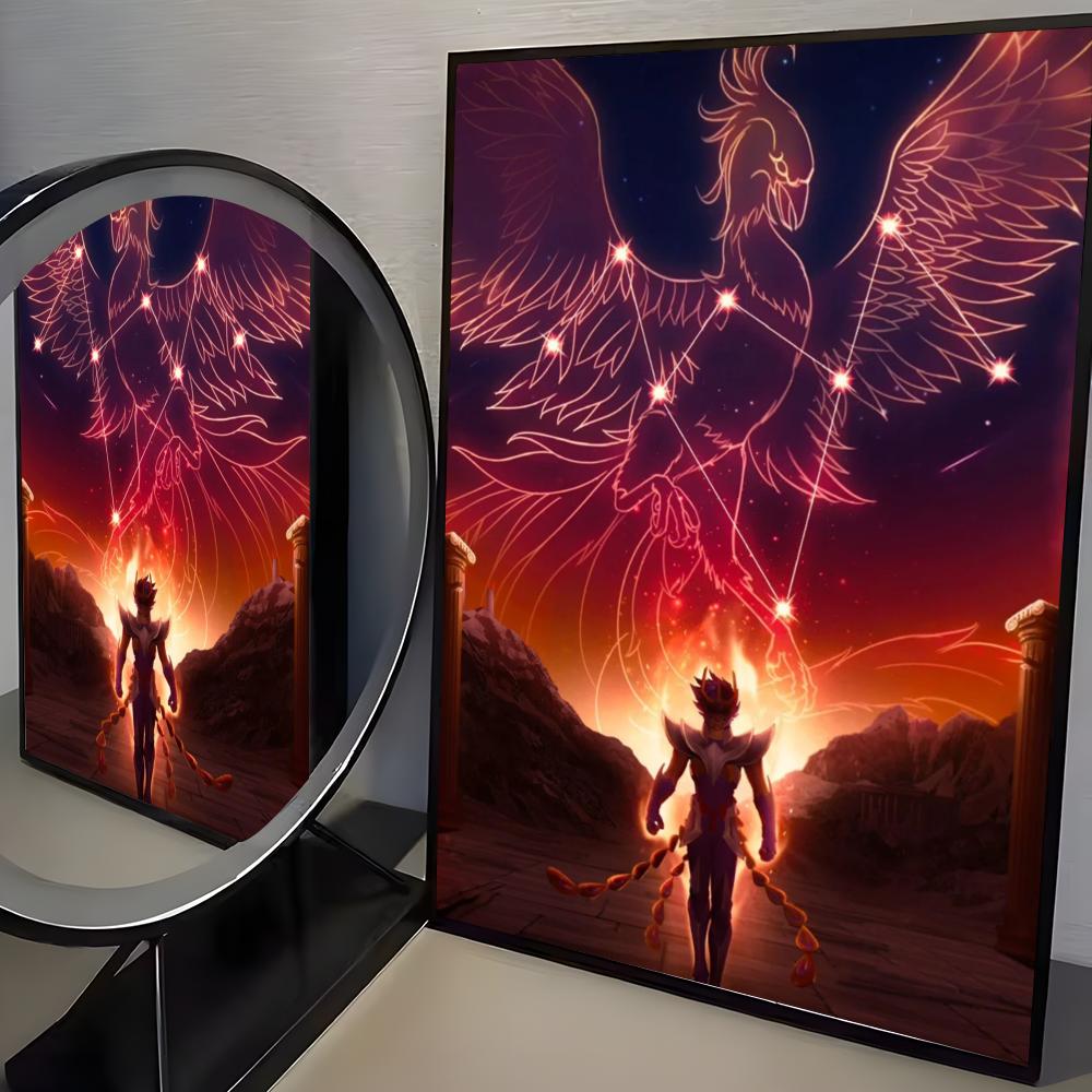 S-Saint Seiya Anime Klasyczny Plakat HD Sztuka Mural Ścienny Plakat Wodoodporny Vintage Nadruk Dekoracja do Wystroju Domu DIY