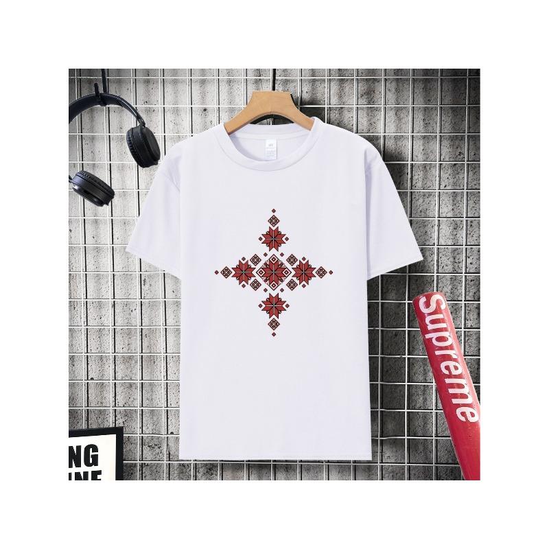 European sizes Red Star Geometric Pattern T-Shirt - Symmetrical Design Complements The Black Background 98cm
