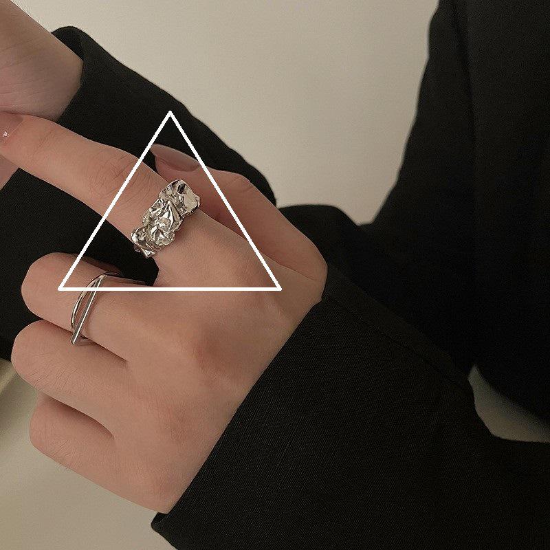 Korean S925 Sterling Silver Retro Design Ring for Women - Non-Fading, High-End Chain Style Finger Jewelry