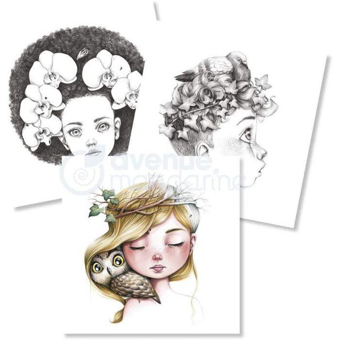 Carnet de coloriage - avenue mandarine - wild 3 - 28 visages - adulte - pages détachables