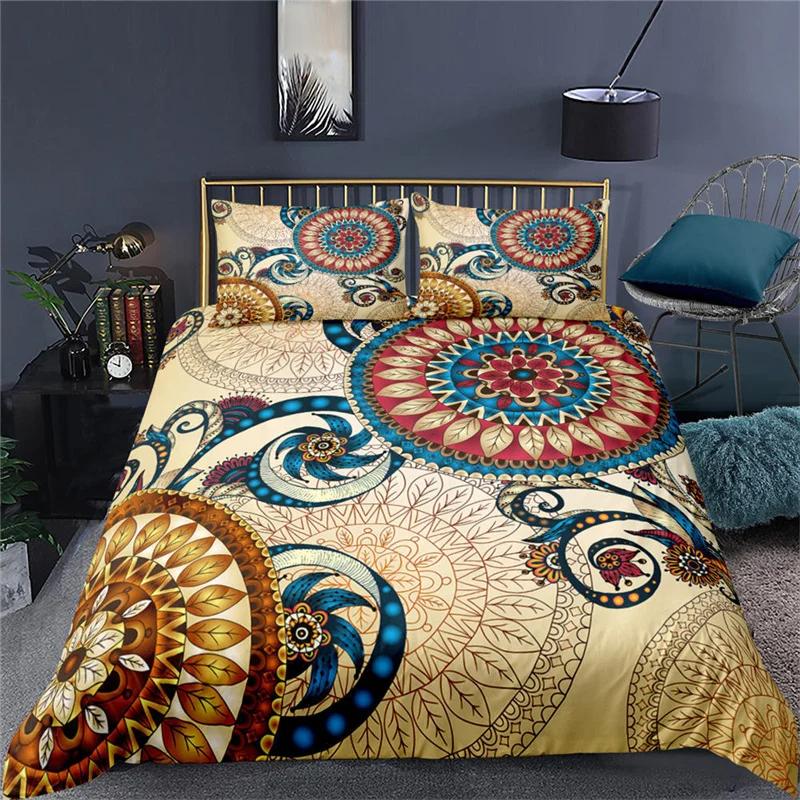 Mandala Duvet Cover Set Twin King For Girl Teen Bohemian Floral Bedding Set Microfiber Exotic Tribal Paisley Flowers Quilt Cover
