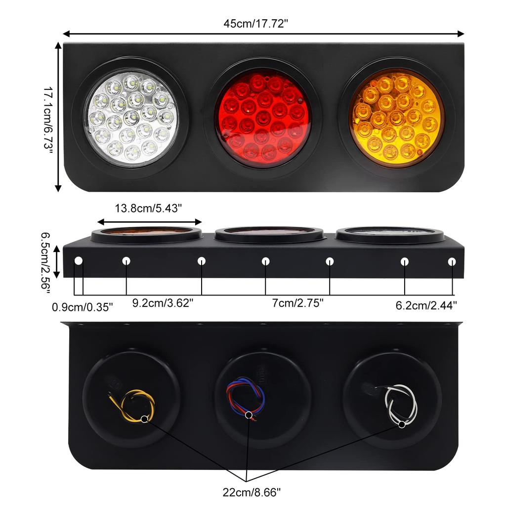 Aoling LED Truck Tail Light 3 Truck Tail Trailer Tail Light Waterproof and Dustproof Universal for Small and Medium Cars with Brake Small Turn Signal