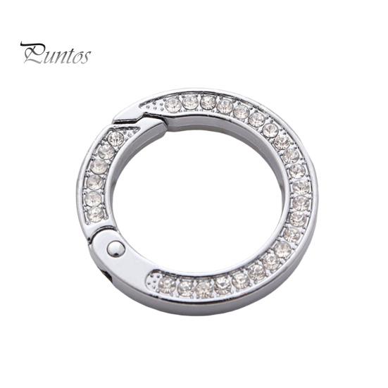 Key Ring Double-sided Rhinestone Compressible Spring Exquisite Portable Multipurpose Decorate Zinc Alloy Spring Keyring Key Chain Buckle Car Accessory